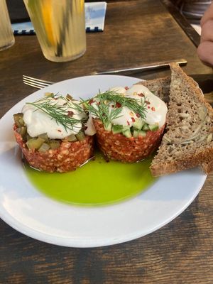 steak tartare at Lokal Vegan Bistro in Warsaw