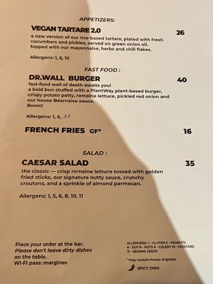 Appetizer menu. at Lokal Vegan Bistro in Warsaw