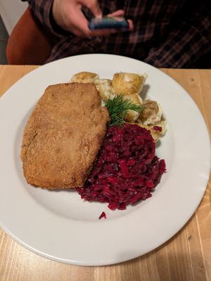 Schnitzel at Lokal Vegan Bistro in Warsaw