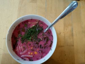 Swiss chard chilled soup at Lokal Vegan Bistro in Warsaw