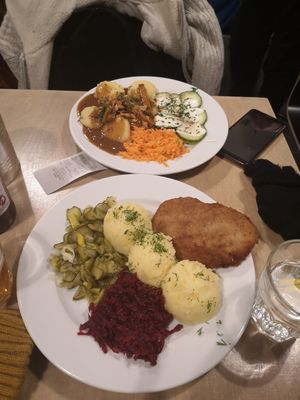 Schabowy and dumplings at Lokal Vegan Bistro in Warsaw