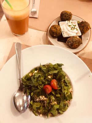 Amazing pasta and spinach balls  at VIVA in Madrid