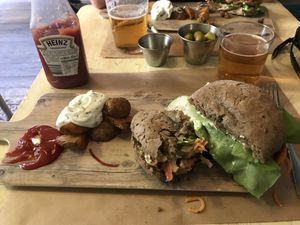 Garden burger....forgot to take pic so half eaten! at VIVA in Madrid