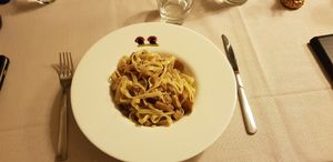 Tagliatelles champignons at BioRiso in Milan