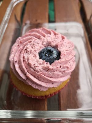 Super tasty blueberry cupcake.  at Veganopolis Cafe in Lausanne
