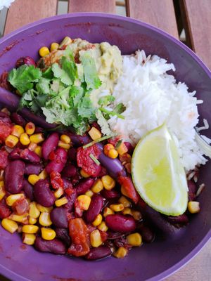 This was the chili with rice day dish we got for 12 chf. Delicious!!  at Veganopolis Cafe in Lausanne