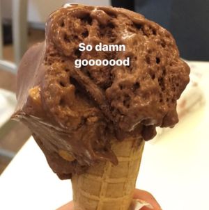 massa di cacao and giansuia in a small cone at Ciacco Gelato Senz'altro in Milan