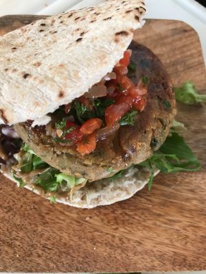 Homemade falafelburger at Fresh Cooked in Maastricht