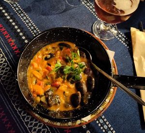 Bulgarian bean dish with vegetables at Manastirska Magernitza in Sofia