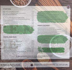 Menu in English   at Sanus in Fuerteventura