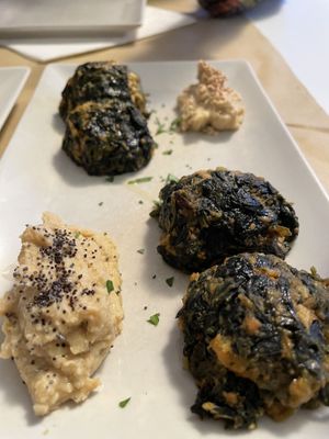 Spinach patties   at Sanus in Fuerteventura