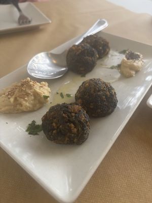 Spinach ‘falafel’ balls?  at Sanus in Fuerteventura