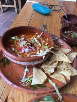 Pozole is perfect. at La Colmena in San Andres Cholula