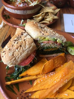 Verde sandwich had so much kale! So good. at La Colmena in San Andres Cholula