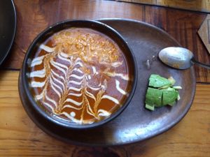 Sopa Azteca - blended upon request 😋 so good! at La Colmena in San Andres Cholula