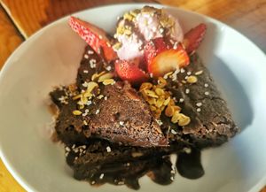 Brownie de chocolate at La Colmena in San Andres Cholula