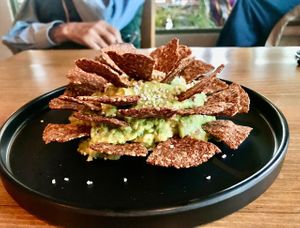Guacamole with tortilla chips at La Colmena in San Andres Cholula