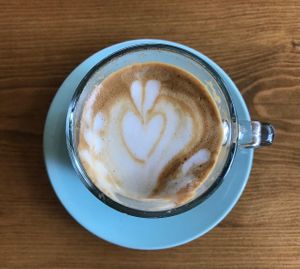 Best cappuccino ever! Super delicious organic coffee with in-house made almond mylk 💜 at La Colmena in San Andres Cholula