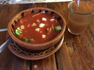 Sopa azteca con queso de papa   at La Colmena in San Andres Cholula