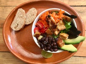 Small rice bowl for breakfast  at La Colmena in San Andres Cholula