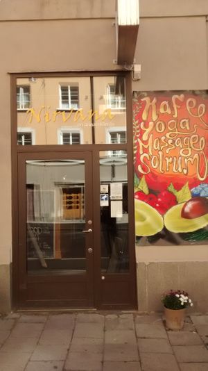 Entrance of the yoga center where Sjala Mat is at Sjala Mat in Stockholm