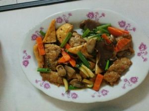 Stir Fried 'chicken' with lemon grass at Thien Phu in Hue