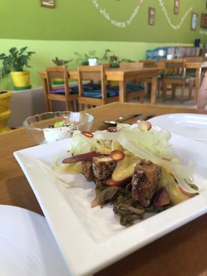 Mango tofu with celery and nopal.   at Rumi Garden in Todos Santos