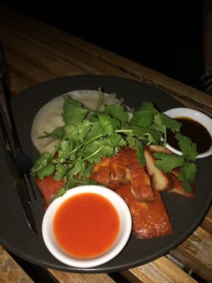 Peking duck pancakes  at Bodhi in Sydney
