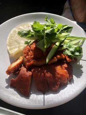 Peking duck pancakes  at Bodhi in Sydney