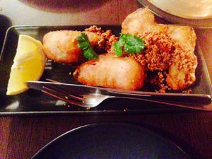 Eggplant fritters  at Bodhi in Sydney