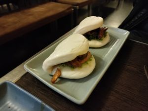 Vegan duck bao. Pretty pricey for what they are ($18) at Bodhi in Sydney