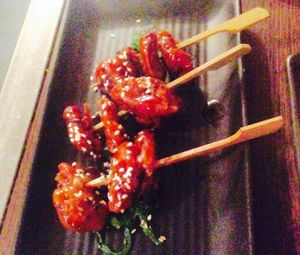 Teriyaki skewers at Bodhi in Sydney