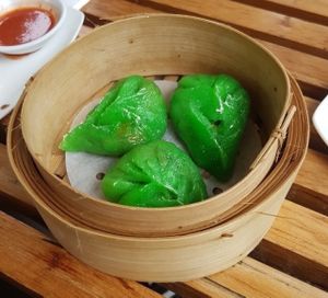 Green tea dumplings at Bodhi in Sydney