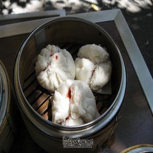 Vegetarian 'BBQ pork' buns at Bodhi in Sydney