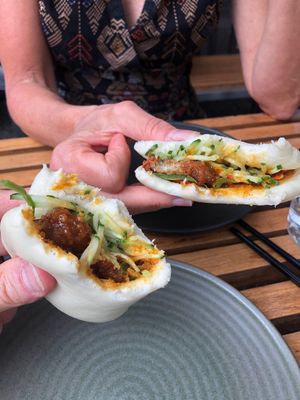 Mmmm... chick’n bao  at Bodhi in Sydney