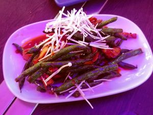 stirfry green beans and enoki at Bodhi in Sydney