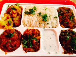 Veg thali- if ordering vegan, remember to say no raita!!!! Oops... at Indigo in Washington