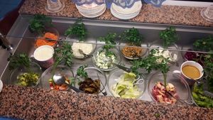 Raw vegan salad bar   at Blumenhotel Restaurant in Bergneustadt