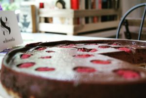 Chocolate Cheese Cake with rasberry at Velicious in Berlin