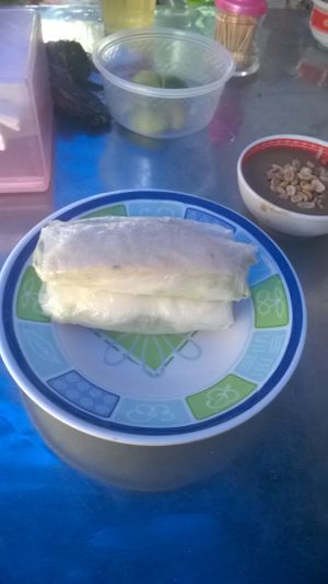 Goi cuon chay - vegan spring roll. I am not so fond to the dipping sauce  at Food Stall in Ho Chi Minh City