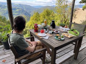 Breakfast with a view at Eco Rooms Slovenia in Sela Nad Podmelcem