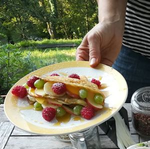 breakfast with pancakes! at Eco Rooms Slovenia in Sela Nad Podmelcem