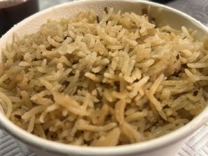 Jeera baath rice  at Prashad in Bradford