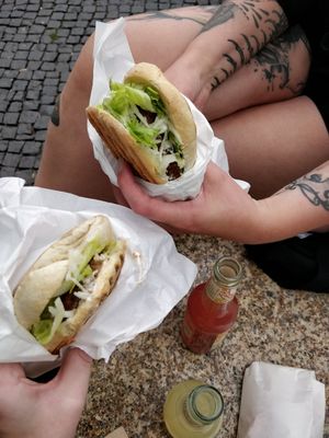 Gyros sandwich and two sodas, very tasty! at strEats Vegan Food Truck in Berlin