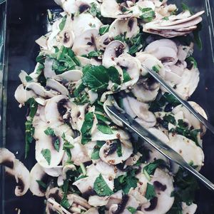 raw mushroom, arugola and mustard at Giumella in Florence