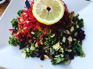 The Kale salad so rich with that creamy peanut sauce  at H.O.P.E. in Studio City