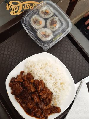 Small plate 1 main 1 side. Rice and soya. Sushi box at 96 Zen Etterem in Budapest