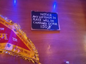 Notice at Guptaji Ki Kitchen in Bangkok