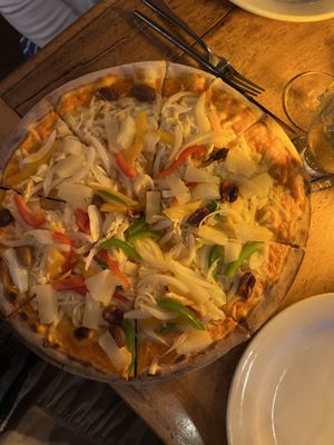 Vegan pizza  at La Traviata in Puerto Vallarta