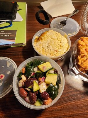 Greek salad and vegan Mac n cheese!   at NuVegan in College Park